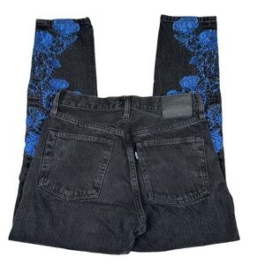 Levi’s Black and Blue Floral embroidered cactus western Jeans